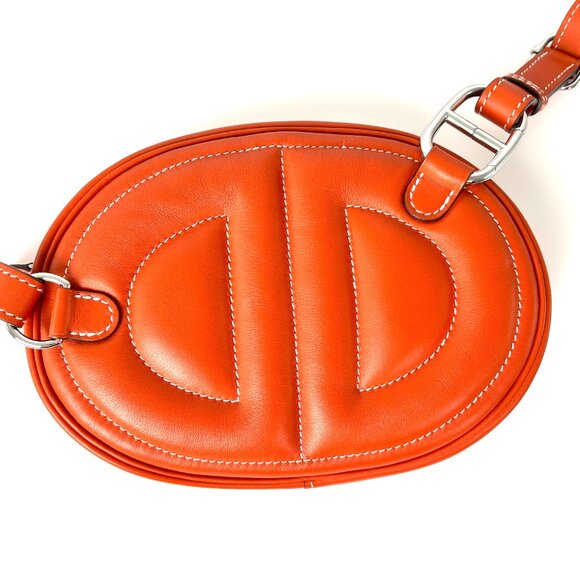 HERMES Terre Battue Orange Swift Leather In The Loop Waist Belt Bum Bag - Picture 6 of 16